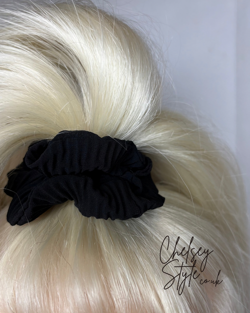 Black Pleated Scrunchie