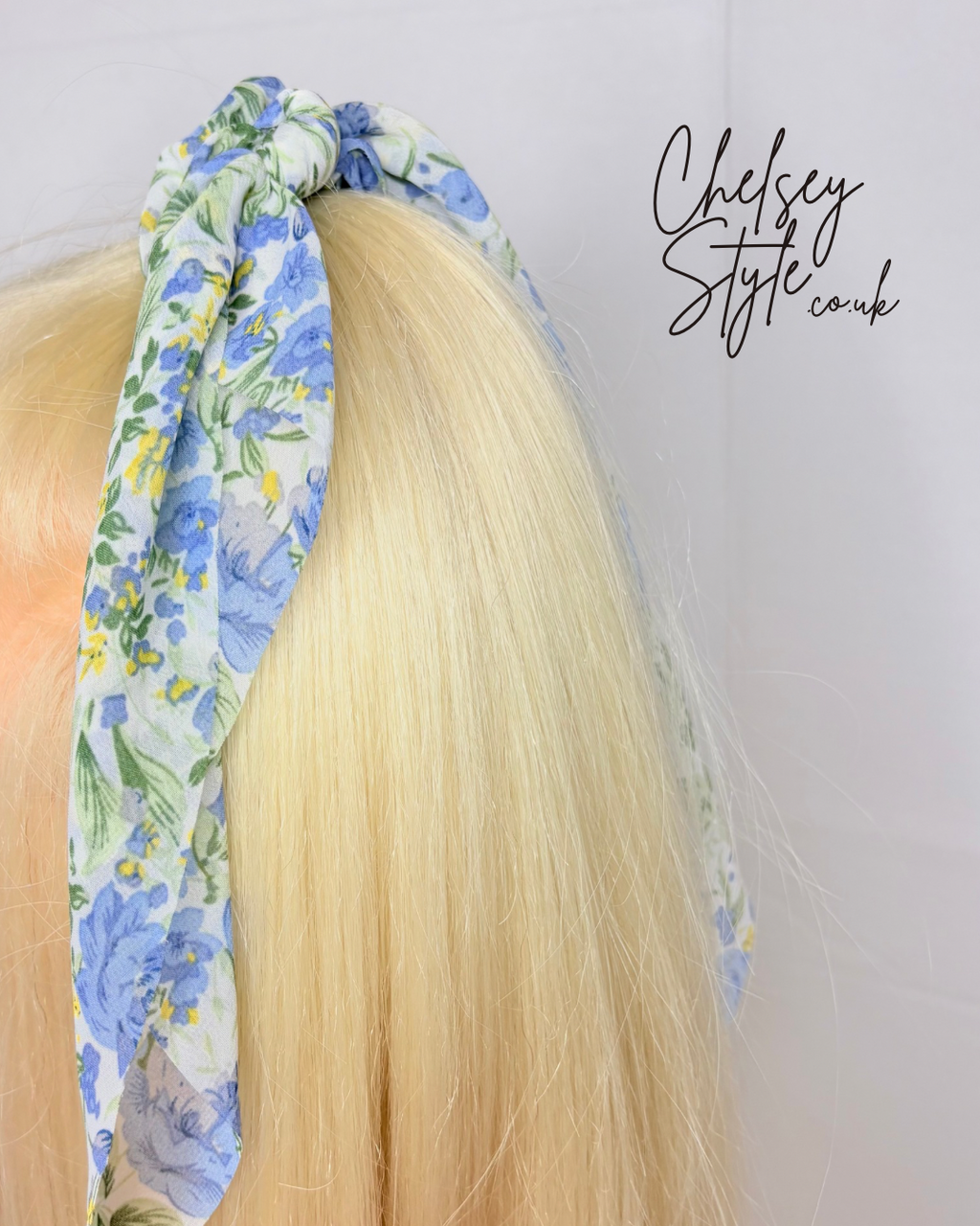 Blue Floral Scarf Scrunchie