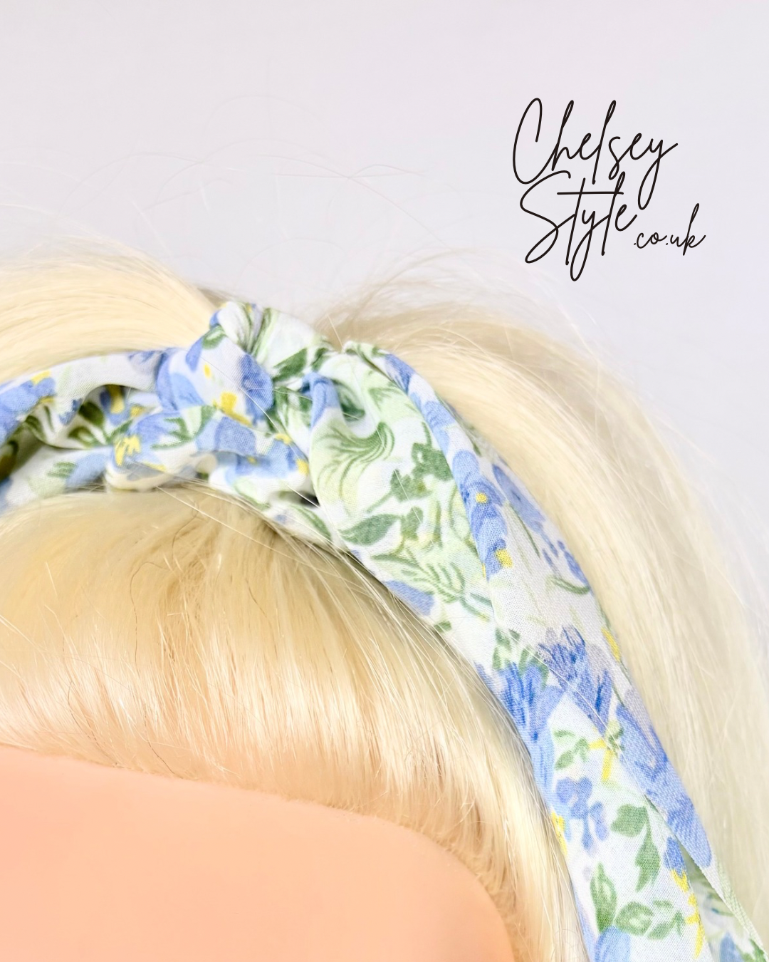 Blue Floral Scarf Scrunchie