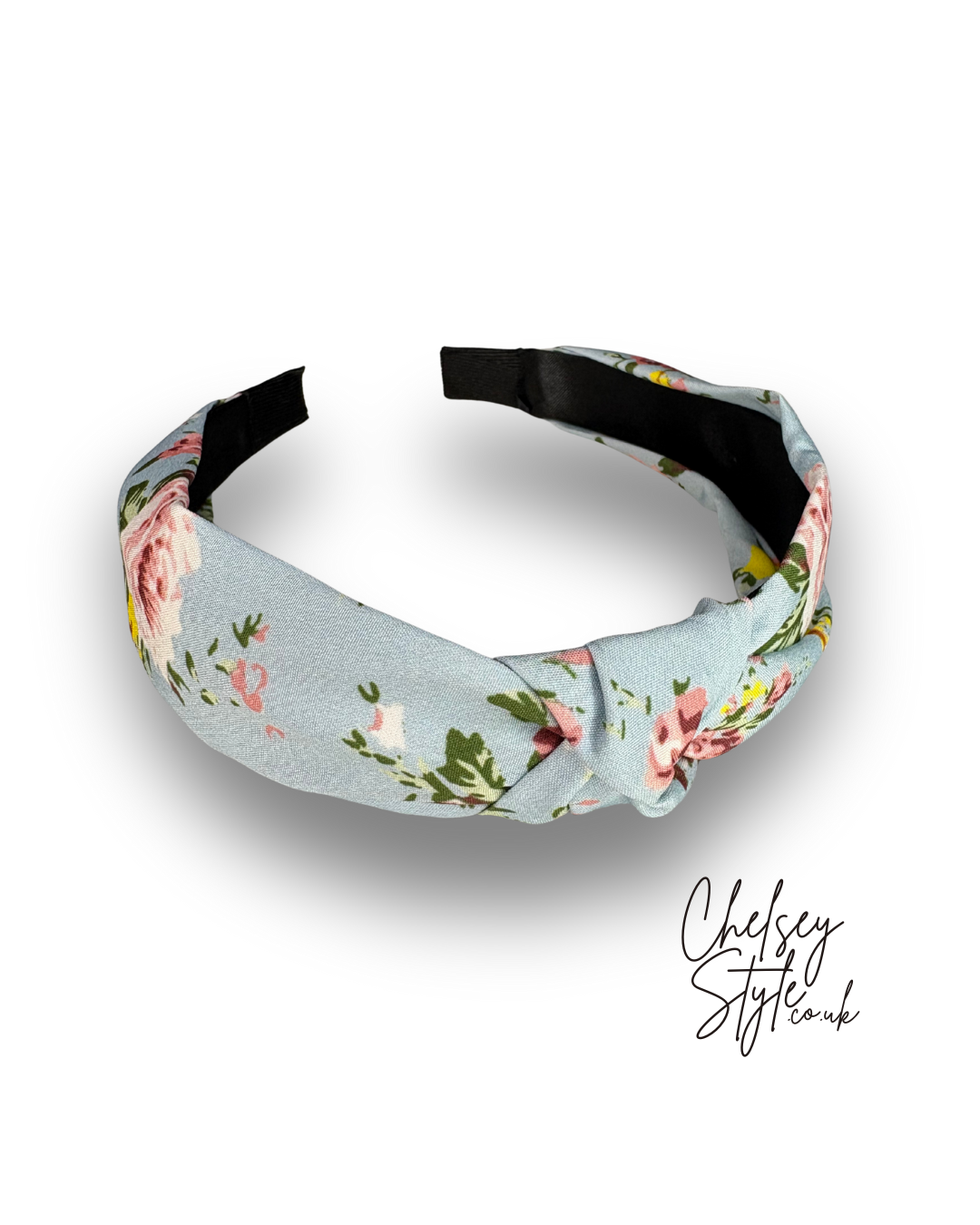 Light Blue Floral Knot Headband