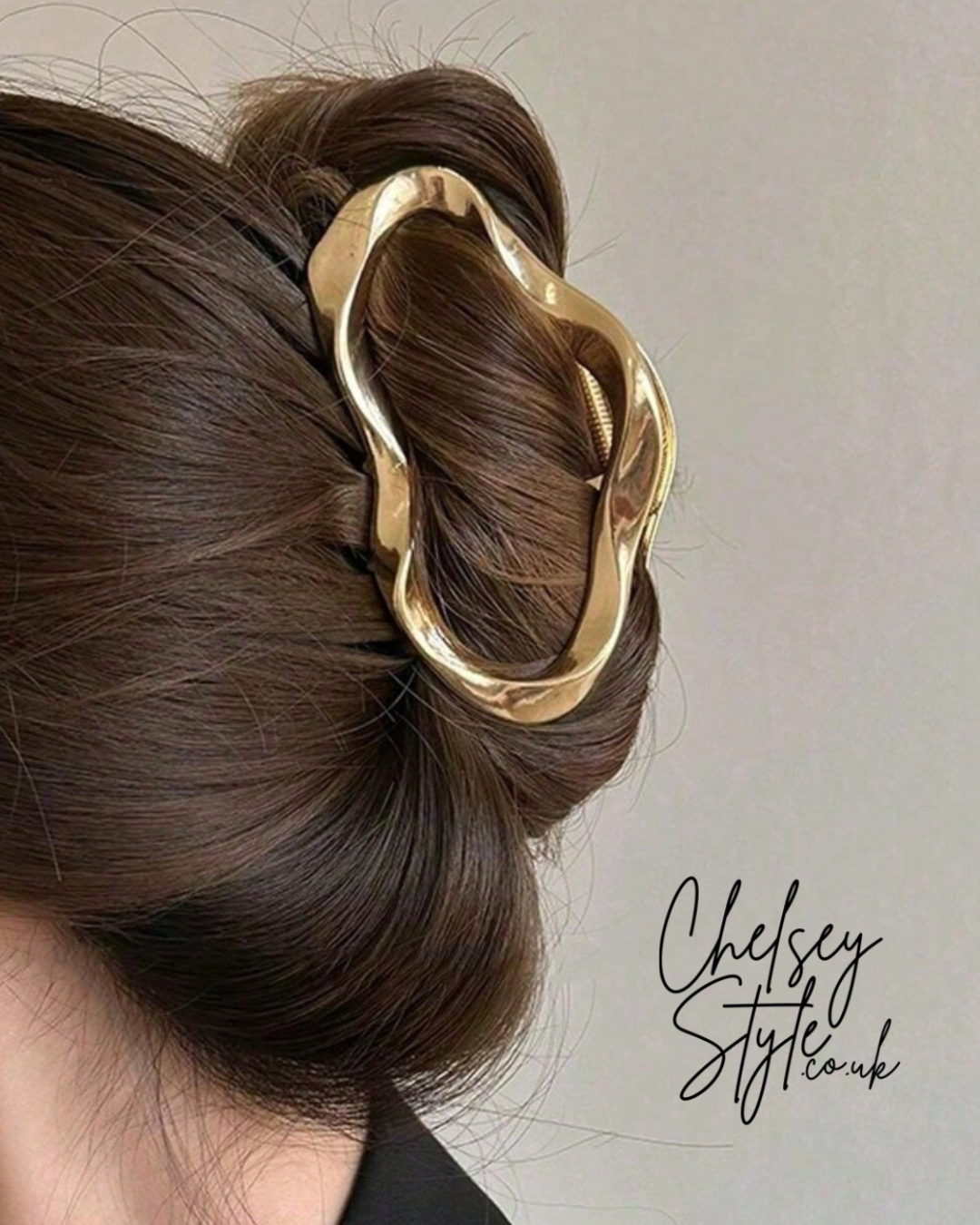Wavy Gold Metal Hair Claw Clip