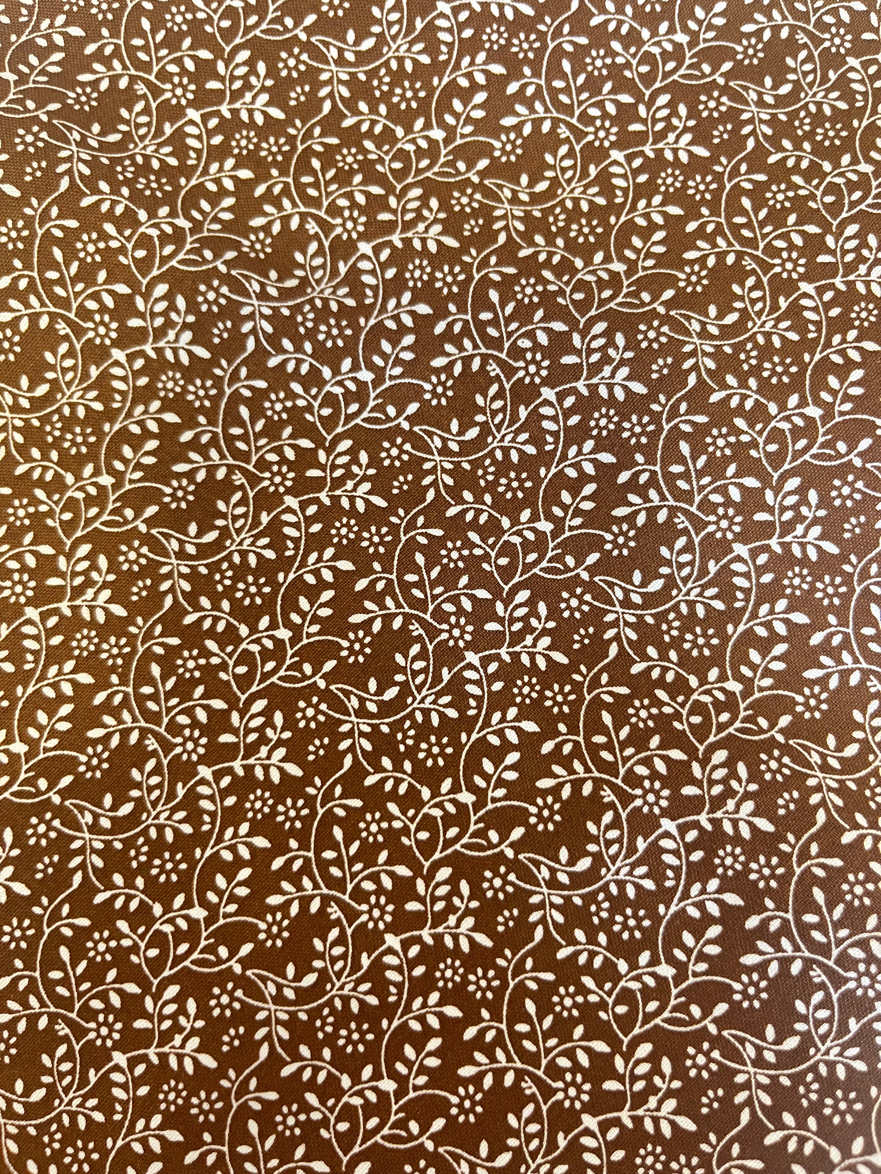 Brown and White Dainty Floral Scrunchie