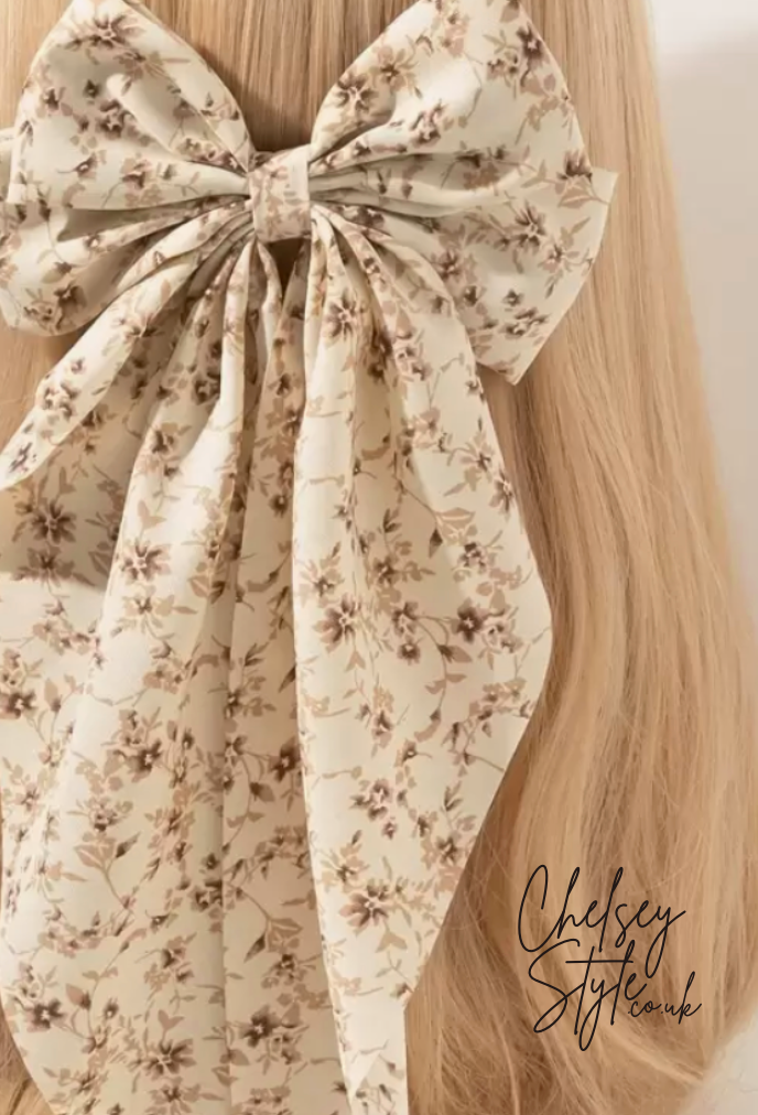 Vintage Floral Bow Hair Clip