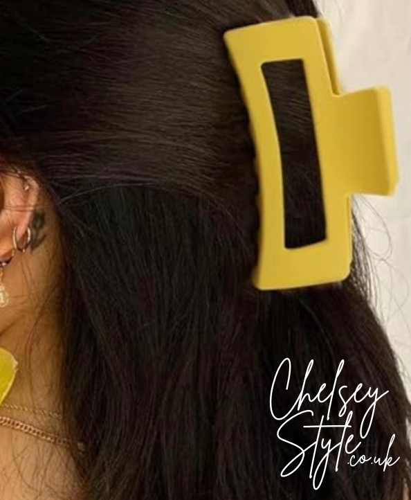 Matte Yellow Rectangle Hair Claw