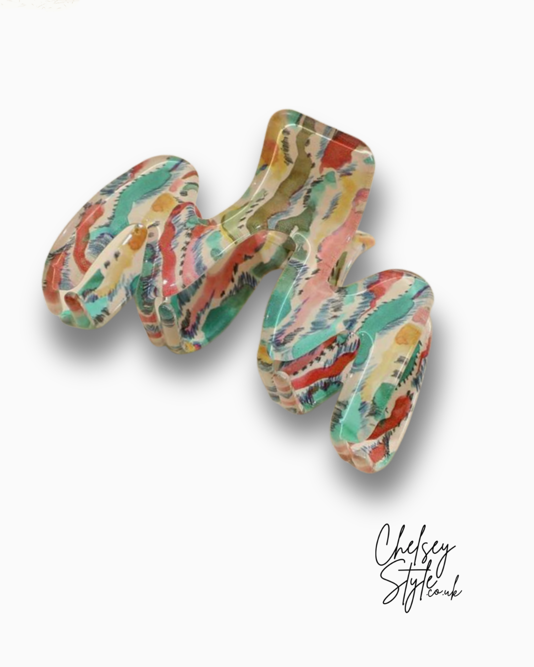 Watercolour Waves Acrylic Hair Claw Clip