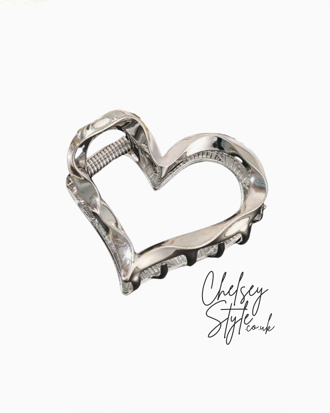 Silver Heart Hair Claw