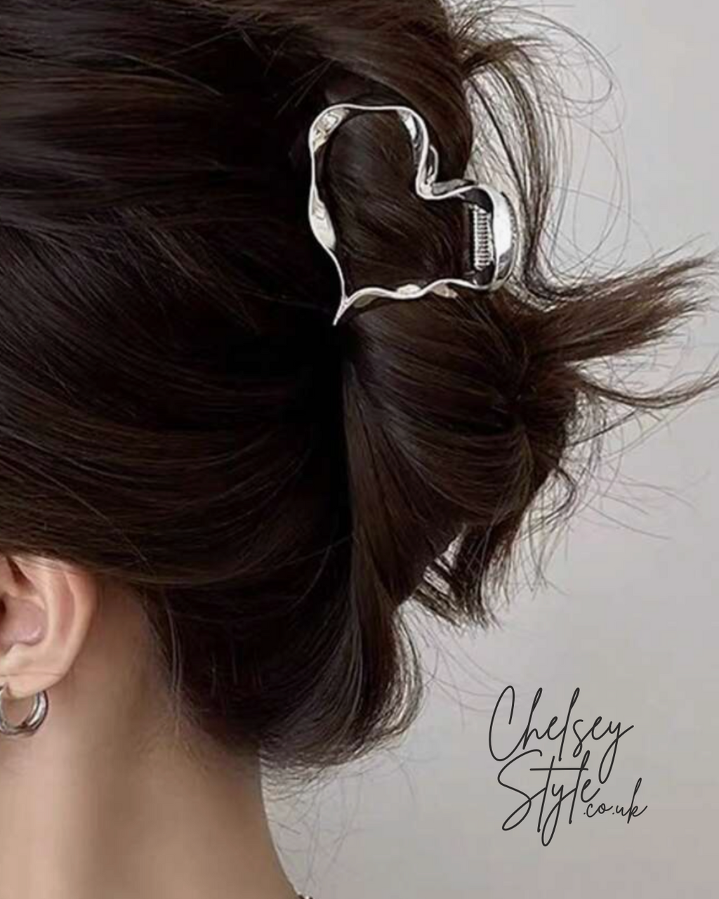 Silver Heart Hair Claw