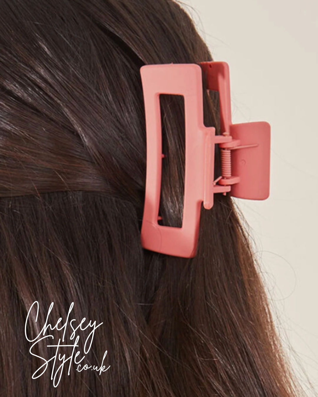 Matte Pink Rectangle Hair Claw
