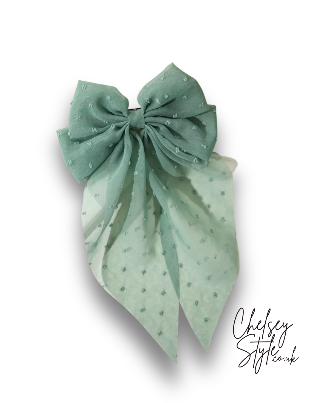 Teal Green Sheer Bow Hair Clip
