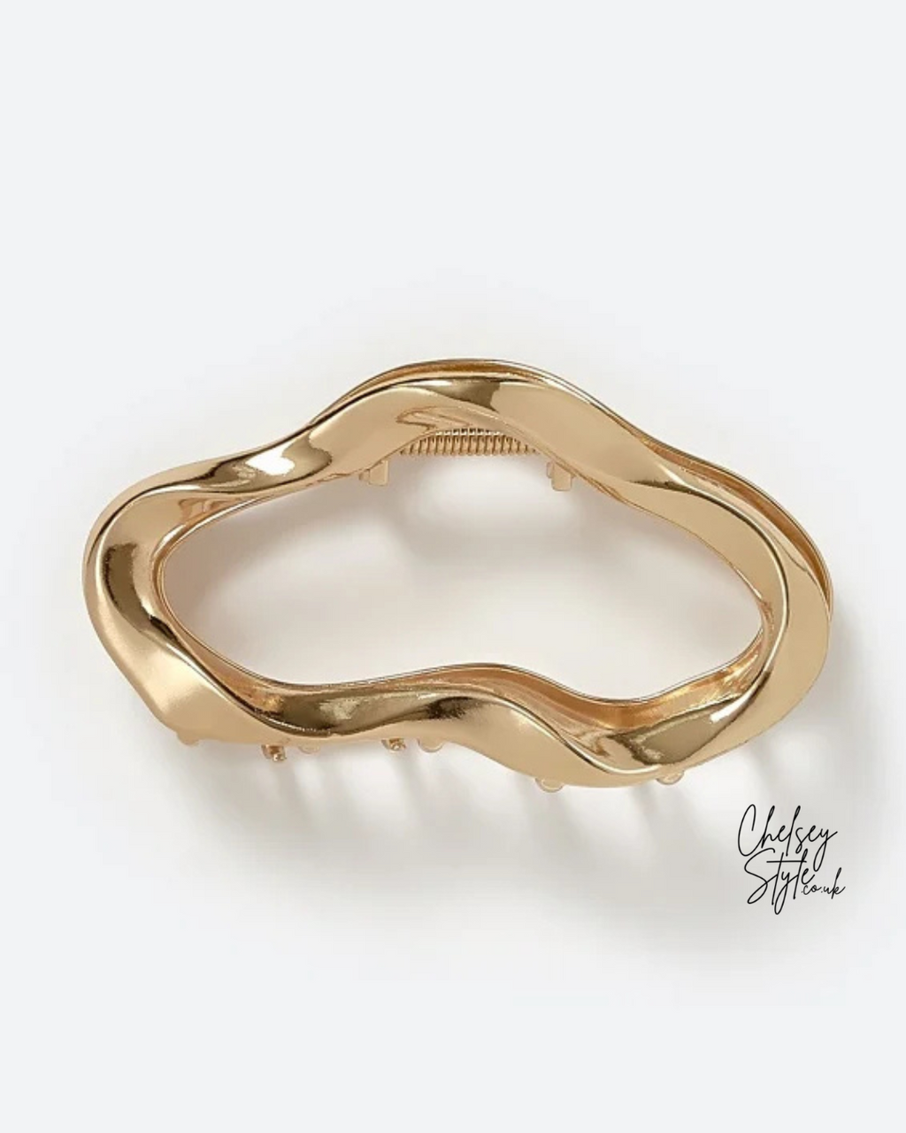 Wavy Gold Metal Hair Claw Clip